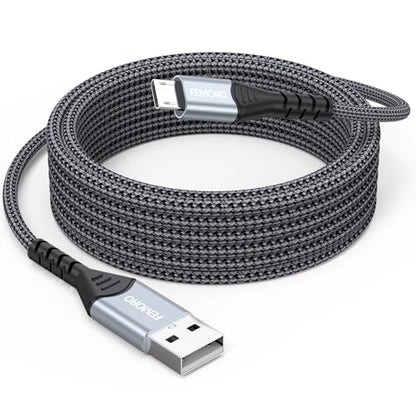 FEMORO Micro USB Cable 20 Ft, Extra Long MicroUSB Braided Charging Cord for PS4 Xbox Controller Old Kindle Android Phone Raspberry Pi 3 and More Micro-USB Devices - size: 20 Feet
