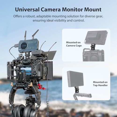 Camera Monitor Mount with 1/4″ Screw, Aluminum Field Monitor Mount for Video Light Microphone Cage, Field Monitor Holder 360° Swivel & 180° Tilt Damping 11lb Load Capacity (63144) - style: Without Knob - 1/4″ Screw Base