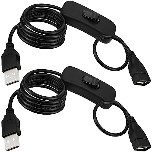 Yeebline USB Cable with Switch, 2-Pack 1M/3Ft USB Male to Female Extension Cord Inline Rocker On/Off Switch for Driving Recorder, LED Desk Lamp, USB Fan, LED Strip (2 Pack 3FT) - color: 2 Pack 3FT