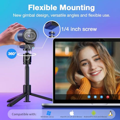 EMEET S600 4K Webcam with Tripod for Streaming - Sony 1/2.55'' Sensor, PDAF Autofocus, 1080P@60FPS, 2 Noise Reduction Mics, Built-in Privacy Cover, 73° FOV, Streaming Webcam for Product/Game/Beauty - style: S600 Sony Sensor with Tripod
