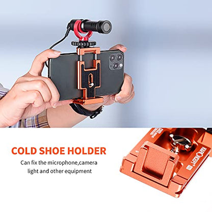 K&F CONCEPT Aluminum Alloy Quick Release Plate with 1/4 Inch Screw for Camera, Cage, Cellphone etc (Orange) - color: Mobile Phone Clip + Quick Release Plate