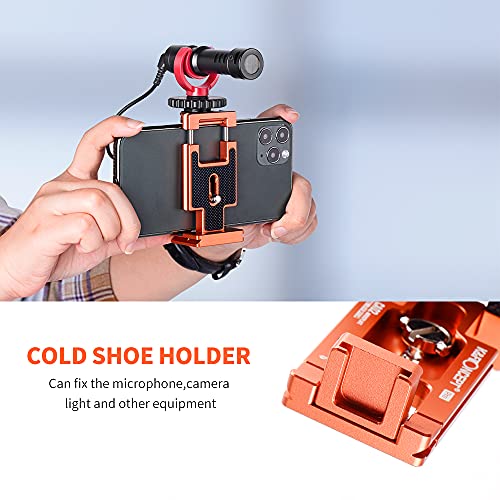 K&F CONCEPT Aluminum Alloy Quick Release Plate with 1/4 Inch Screw for Camera, Cage, Cellphone etc (Orange) - color: Mobile Phone Clip + Quick Release Plate