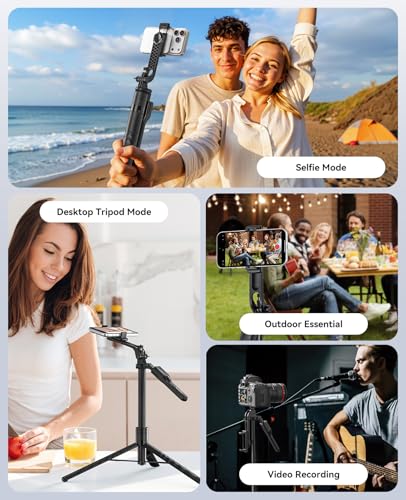 ORICO 69" Phone Tripod & Selfie Stick - 360° Rotatable Phone Holder for Multi-Angle Shooting, Wireless Remote, Extendable Stand for iPhone, Android, Camera, GoPro, Travel, Vlog, Recording - SPM175 - size: 69''