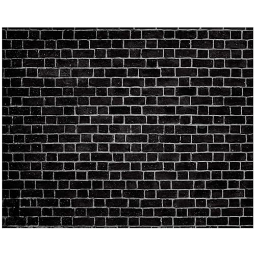 VitalCozy 10 x 8 ft Brick Wall Backdrop for Photoshoot Polyester Fabric Black Brick Backdrop Background for Fireplace Home Decoration Newborn Birthday Party - color: Black, size: 10 x 8 ft