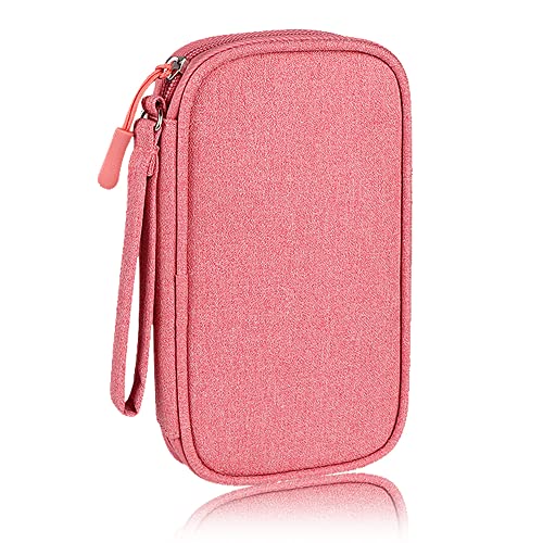Electronics Organizer Bag Pouch Cable Charger Organizer Travel Shockproof Cord Carrying Case for Earphone Powerbank USB Hard Drive SD Card (Pink) - color: Pink