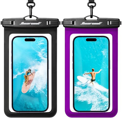 Hiearcool Waterproof Phone Pouch 2 Pack, IPX8 Dry Bag with Lanyard, Touch Screen Compatible for iPhone 17/16/15/14/13 Pro Max, Beach Swimming Cruise Travel-Black & Deep Purple - color: Black&Deep Purple
