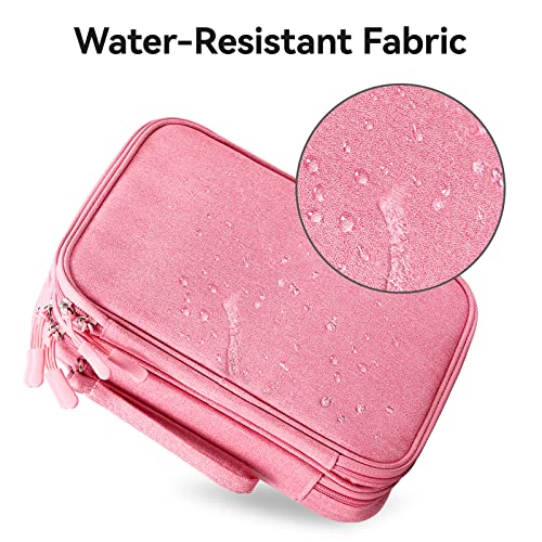 Cable Organizer Bag Travel Case for Electronics (Large, Dark Pink)