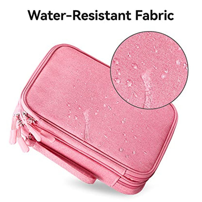 Cable Organizer Bag Travel Case for Electronics (Large, Dark Pink)