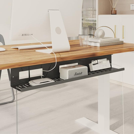 FLEXISPOT Black Cable Tray Metal Raceway Wire Organizer Office Home Computer Cable Management for Standing Desk - color: Black, size: 31.5x3.94in