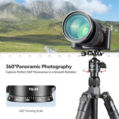 TONYBOO Low Profile Ball Head, All Metal CNC Precision Machined Tripod Head with Arca Swiss Quick Release Plate, 360° Panoramic Scale, Double U-Groove Panoramic Head for DSLR Camera, Load up to 22lbs