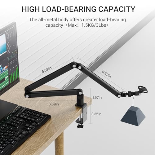 Adjustable Mic Arm, 30 Inch Rotatable Desktop Stand With Cable Management And 3/8 "5/8" Thread, Suitable For Lightweight Microphones Weighing Up To 3 Pounds, Suitable For Streaming, Podcasting, Gaming