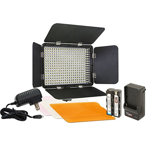 Vidpro LED-330 Photo and Video Light Kit - On Camera Panel LED Light - Adjustable and Dimmable Light Fits Cameras Video Camcorders and DLSR w/Hot Shoe Includes Rechargeable Battery Diffuser and More - size: LED-330