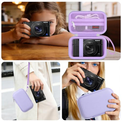 Case for Sony ZV-1F/ ZV-1/ ZV-1 II/Sony RX100 VII/ RX100 III Digital Camera | Sony ZV-1F/ ZV-1/ZV-1 II/ RX100 VII Digital Camera Carrying Case, Hard Travel Protective Bag, Pocket fits Accessories, Purple - color: Purple