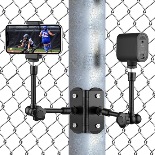 Mippko Magnetic Camera Fence Mount for GoPro/Mevo Start /insta360 /Pocket 3 /iPhone,Two 1/4"-20 Slots Net Chain Link Fence Holder for Recording Baseball/Softball/Tennis Games (2 Magic Arms) - style: Two Magic Arms