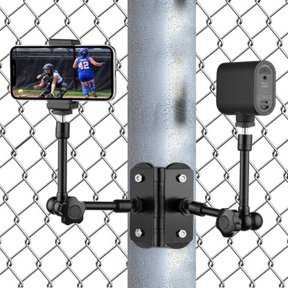 Mippko Magnetic Camera Fence Mount for GoPro/Mevo Start /insta360 /Pocket 3 /iPhone,Two 1/4"-20 Slots Net Chain Link Fence Holder for Recording Baseball/Softball/Tennis Games (2 Magic Arms) - style: Two Magic Arms