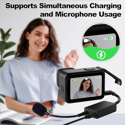 Artman Mic Adapter Compatible with GoPro Hero 13/12/11/10/9/8/7/6/5 Black, Type-C to 3.5mm Microphone Adapter, Clear Audio for Outdoor Vlog, Travel, Action Video