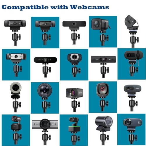 Desktop Webcam Tripod Stand, Portable Webcam Mount Holder with Magnet Mount and 1/4 Thread compatible with Logitech Webcam MX Brio 4K,C920,StreamCam,C930,C922,C925e,C615,Brio 500 300 100 Webcams (1)