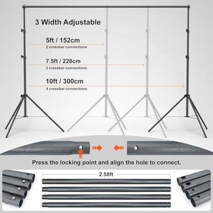 LINCO Lincostore Backdrop Support Stand Kit 10x7.1ft Adjustable Photography Studio Photo Background Support System with Carrying Bag for Green Screen Muslin, 4173-U (10ft Wide 7.1ft high) - size: 10ft wide 7.1ft high
