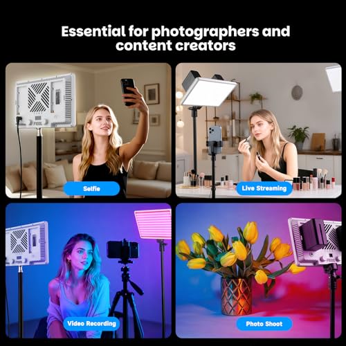100W RGB LED Video Light with Softbox, 7950LM, 2500K-9900K | 100W RGB LED video light, 7950LM, 2500K-9900K, with softbox