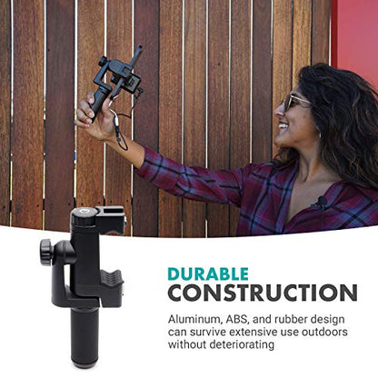 Movo PR-3 Rotating Smartphone Grip Handle Rig with Vertical and Horizonal Positions, Wrist Strap, Tripod Mount, Cold Shoe Mount for Lights and Microphones - for iPhone, Samsung, Google, Android Phones