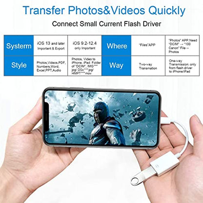 Lightning to USB Camera Adapter Apple MFi Certified Lightning Female USB 3.0 OTG Cable Adapter Compatible with iPhone/iPad, Supports Connect Camera, Card Reader, USB Flash Drive, MIDI Keyboard, Mouse - size: OTG to Lightning
