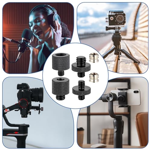 JJUNW 6Pcs Tripod Adapter, Camera Screw Adapter, Stand Adapters Threaded Converter Tripods Mount Adapters, Tripod Accessories for Camera, Mount, Monitor and Light Stand
