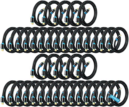 Maximm Hdmi Cable 4K 1 Ft, 50 Pack, Braided, 18Gbps, Hdmi 2.0, Gold-Plated - color: 50 Pack, size: 1 Foot
