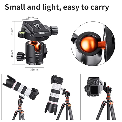 K&F Concept 25mm Metal Tripod Ball Head 360 Degree Rotating Panoramic with 1/4 inch Quick Release Plate Bubble Level for Tripod Monopod Slider Camera Camcorder up to 18 pounds/8 kilograms BH-25 - size: 8 kg Capacity