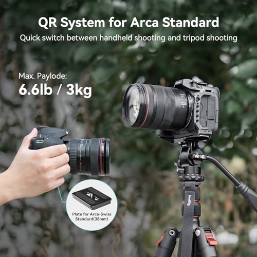 SmallRig Tripod Fluid Head Pan Tilt Head with Quick Release Plate for Arca Swiss for Compact Video Cameras and DSLR Cameras -3259B