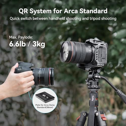 SmallRig Tripod Fluid Head Pan Tilt Head with Quick Release Plate for Arca Swiss for Compact Video Cameras and DSLR Cameras -3259B