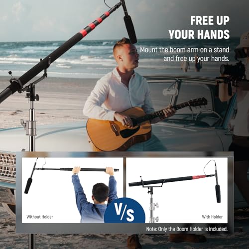 NEEWER Mic Boom Pole Support Holder with 5/8" Stud for Light Stand Boom Arm C Stand, Metal Nonslip DSLR Video Microphone Shotgun Mount Adapter, -15°/+30° Tilt, Max Load: 17.6lb/8kg, CM-NA-2 - style: CM-NA-2