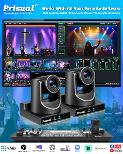 Prisual PTZ Camera Gen 5 AI Auto Tracking, 20X Optical Zoom | SDI HDMI PoE USB IP Streaming, Reliability Metal body for Church Worship Education vMix OBS (TEM-20S PRO) - color: Gunmetal Gray