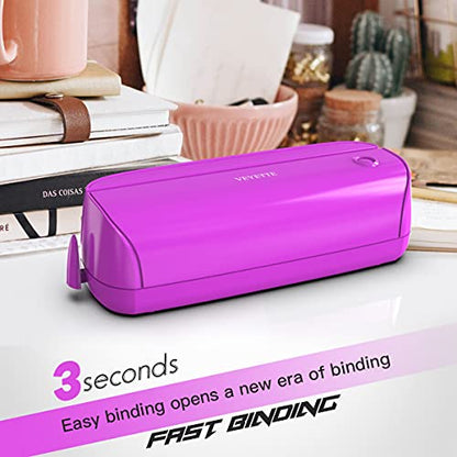 Electric 3 Hole Paper Punch, VEYETTE Paper Puncher with Adapter for Office School Studio, 20 Sheet Capacity, AC or Battery Purple - color: Purple