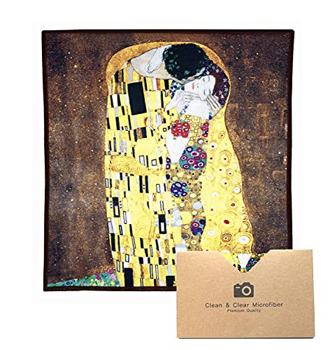 Large [5 Pack] Classic Art (The Kiss) - Ultra Premium Quality Microfiber Cleaning Cloths (Best for Camera Lens, Glasses, Screens, and All Lens.), Microfiber Cloth - color: Gustav Klimt "the Kiss", size: 5 Pack