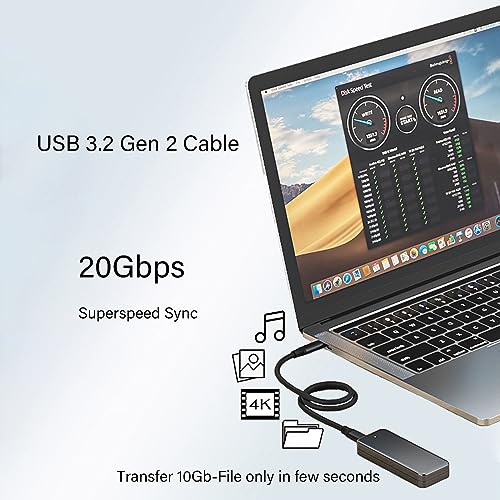 Pocxwa USB-C to USB-C 3.2 Gen 2x2 Video Cable, 240W USBC Charger Cord 5Ft | 4K@144HZ, 20Gbps Data Sync, Compatible with MacBook Pro, Dell, LG, ARZOPA, KYY Portable Monitor, Smartphone Tablets & Laptop - size: 5Ft