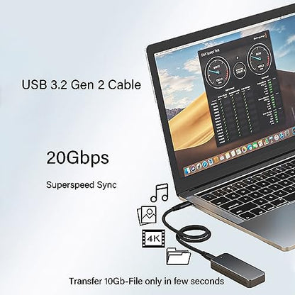 Pocxwa USB-C to USB-C 3.2 Gen 2x2 Video Cable, 240W USBC Charger Cord 5Ft | 4K@144HZ, 20Gbps Data Sync, Compatible with MacBook Pro, Dell, LG, ARZOPA, KYY Portable Monitor, Smartphone Tablets & Laptop - size: 5Ft
