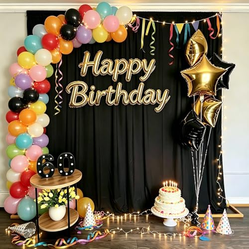 Black Photo Backdrop for Photoshoot, Black Photography Backdrop for Portraits, Black Backdrop Drapes for Birthday Party Home Party,Polyester 10ft x 10ft with Rod Pockets - color: Black, size: 10x10ft