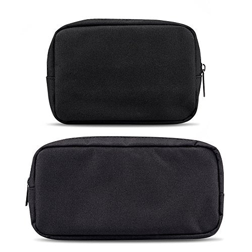 Universal Electronics/Accessories Soft Carrying Case Bag, Durable & Light-weight,Suitable for Out-going, Business, Travel and Cosmetics Kit (Small+Big-Black) - color: Small+Big-Black