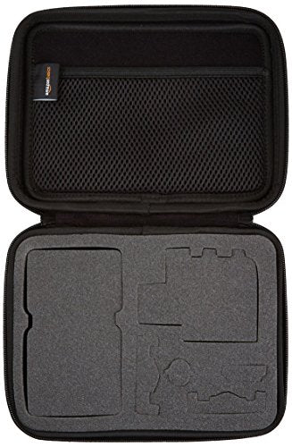 Amazon Basics Small Portable Protective Carrying Case for GoPro and Action Camera, Padded with Secure Handle, 9 x 7 x 2.5 inches, Black