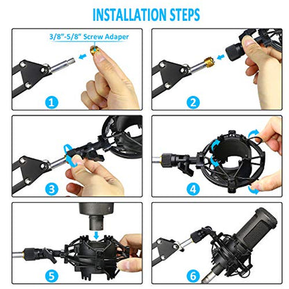 SUNMON AT2020 Shock Mount, Shock Mount Stand Reduces Vibration Noise for Audio Technica AT2020 AT2035 AT4040 AT2020USB ATR2500x Condenser Micphone - color: Shock Mount
