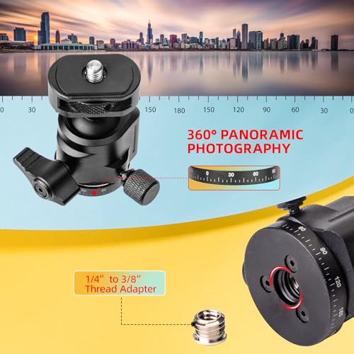 Zeadio Metal Camera Mini Tripod, with 1/4" Screw Ball Head Mount, Adjustable Heights Desktop Vlog Stand for Smooth 4 Osmo Mobile Ronin-S Vimble 2 Gimbal Handle Grip Stabilizer and All Cameras - style: Standard Ball Head