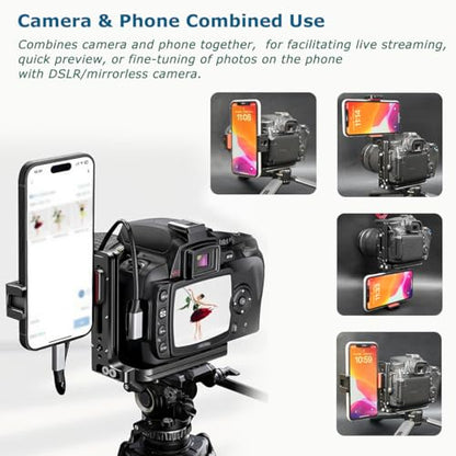 Camera L Bracket for Phone Mount,Camera Side Phone Holder with NATO Handle Rail Phone Rail 38mm Arca Style for Nikon Canon Sony SLR DSLR Camera Live/Vlog Accessories