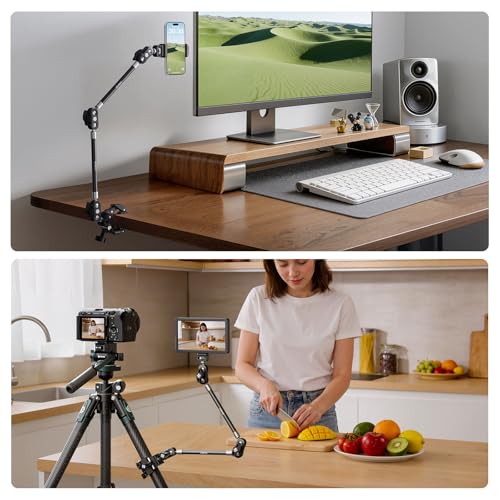 ULANZI CO78 22" Magic Arm with Super Clamp Desk C Clamp, 1kg Load Articulating Arm, Overhead Phone Mount Holder for Compact Camera, Action Camera, Small Video Light, Cell Phone,Monitors