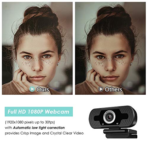 1080P USB Webcam with Mic PC Camera for Video Calling & Recording Video Conference/Online Teaching/Business Meeting Compatible with Computer Desktop Laptop MacBook for Windows Android iOS