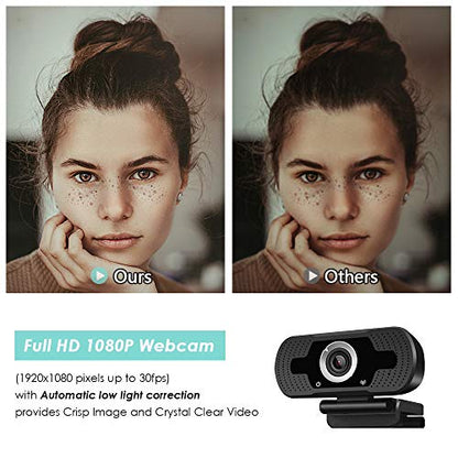 1080P USB Webcam with Mic PC Camera for Video Calling & Recording Video Conference/Online Teaching/Business Meeting Compatible with Computer Desktop Laptop MacBook for Windows Android iOS