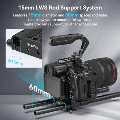 SMALLRIG Camera Base Plate with 15mm LWS Rod Rail Clamp, Baseplate for Sony A6500 A6600 A6300, for Canon R5 R6, for Sony A7SIII / A7III, Both for Cameras & Cages - style: Base Plate
