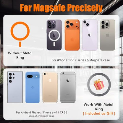 Dual Magnetic Phone Holder for Gym, Workout, Kitchen or Any Metal Surface, Magnet Base Mount & Power Magnet Phone Mount for MagSafe iPhone 17 16 15 14 13 12 Series