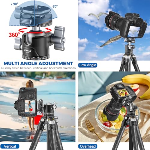 CAVIX Ball Head, Tripod Ball Head Mount 1/4" & 3/8" with Arca Quick Release Plate, 360° Rotating Panoramic Ball Head for DSLR Camera,Tripod,Monopod,Slider,Camcorder - 11 lbs/5kg Load - size: Ball Dia. 28mm