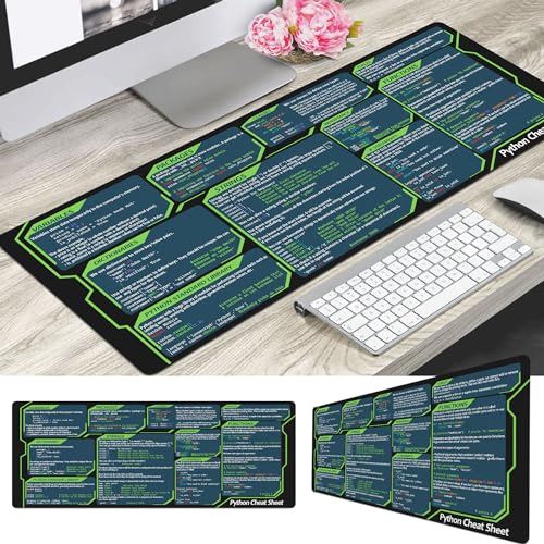 Designfullprint Python Cheat Sheet Mousepad for Beginner, Python Reference Guide Desk Mat, Python CheatSheet for Software Engineers, Gift for AI Programmer Desk Mat KMH - color: Python Mat