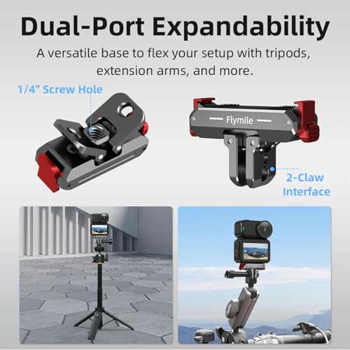 BRDRC Quick Release Mount for DJI Nano/Action 6 / Xtra Atto, Aluminum Alloy Magnetic Expansion Adapter with Go Pro & 1/4 Inch Screw Adapter for DJI Osmo Nano/Action 6 / Xtra Atto Accessories